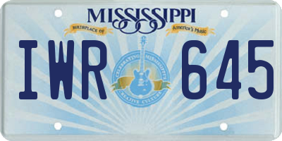 MS license plate IWR645