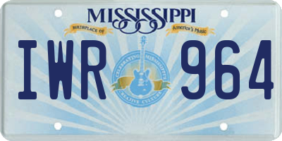 MS license plate IWR964