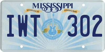 MS license plate IWT302