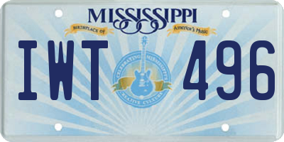 MS license plate IWT496