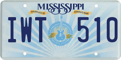 MS license plate IWT510