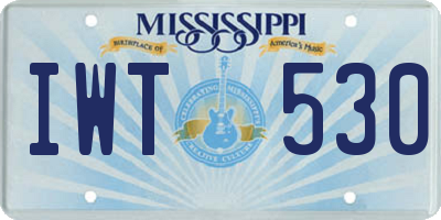 MS license plate IWT530