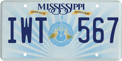 MS license plate IWT567