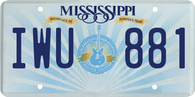 MS license plate IWU881