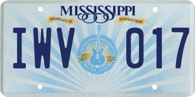 MS license plate IWV017