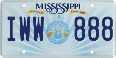 MS license plate IWW888