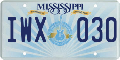MS license plate IWX030