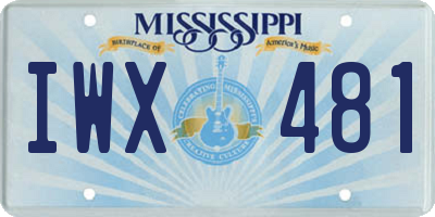MS license plate IWX481