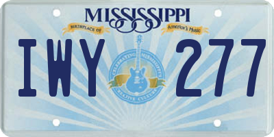 MS license plate IWY277