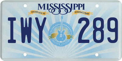 MS license plate IWY289