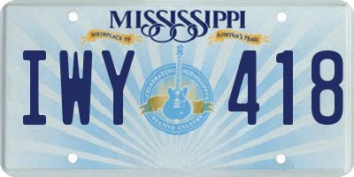 MS license plate IWY418