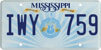 MS license plate IWY759