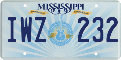 MS license plate IWZ232