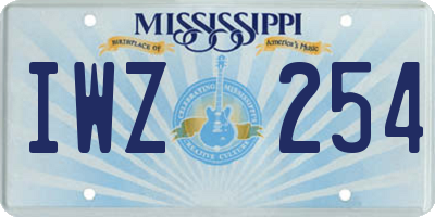 MS license plate IWZ254