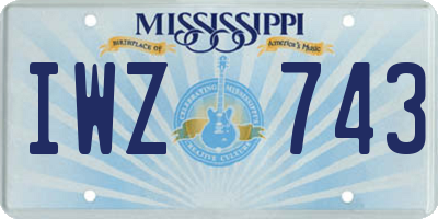MS license plate IWZ743