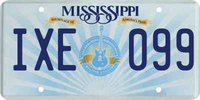 MS license plate IXE099