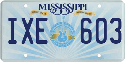 MS license plate IXE603