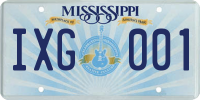 MS license plate IXG001