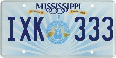 MS license plate IXK333