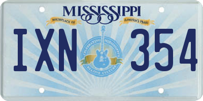 MS license plate IXN354