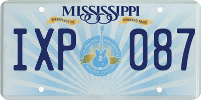 MS license plate IXP087