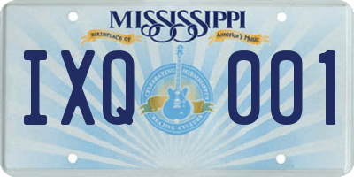 MS license plate IXQ001