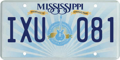 MS license plate IXU081