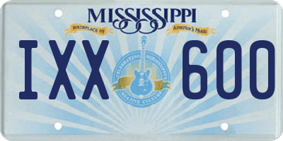 MS license plate IXX600