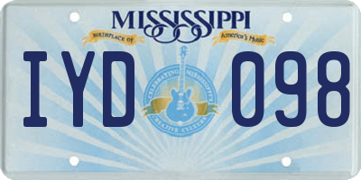 MS license plate IYD098