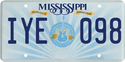 MS license plate IYE098