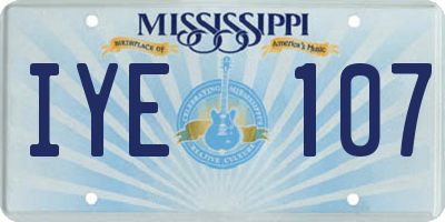 MS license plate IYE107