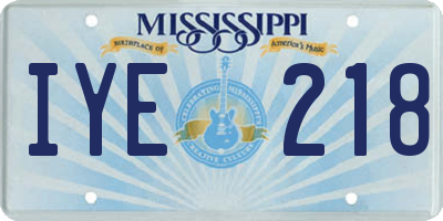 MS license plate IYE218