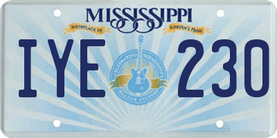 MS license plate IYE230