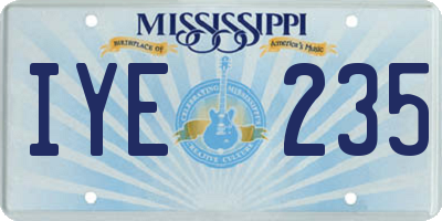 MS license plate IYE235
