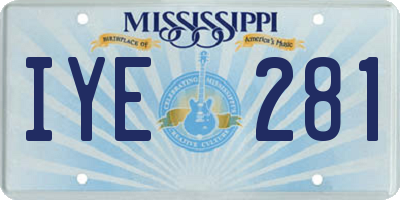 MS license plate IYE281