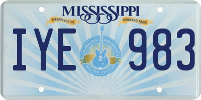 MS license plate IYE983
