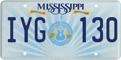 MS license plate IYG130