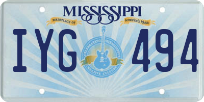 MS license plate IYG494