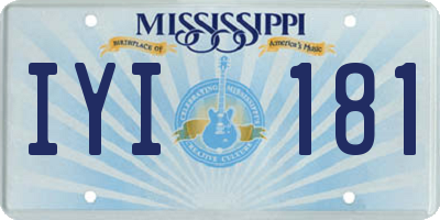 MS license plate IYI181