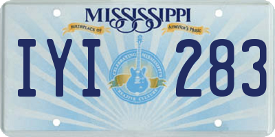 MS license plate IYI283