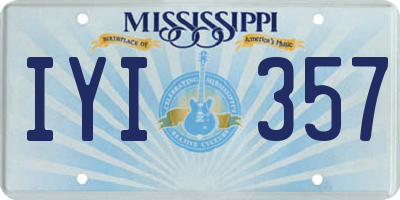 MS license plate IYI357
