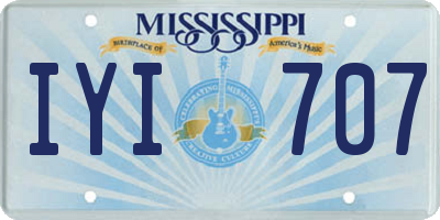 MS license plate IYI707