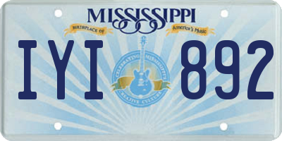 MS license plate IYI892