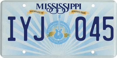 MS license plate IYJ045