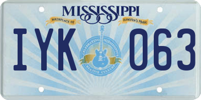 MS license plate IYK063