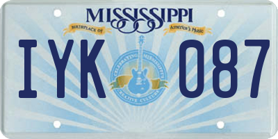 MS license plate IYK087