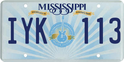 MS license plate IYK113