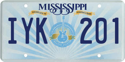 MS license plate IYK201