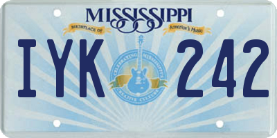 MS license plate IYK242