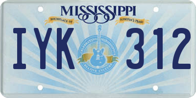 MS license plate IYK312